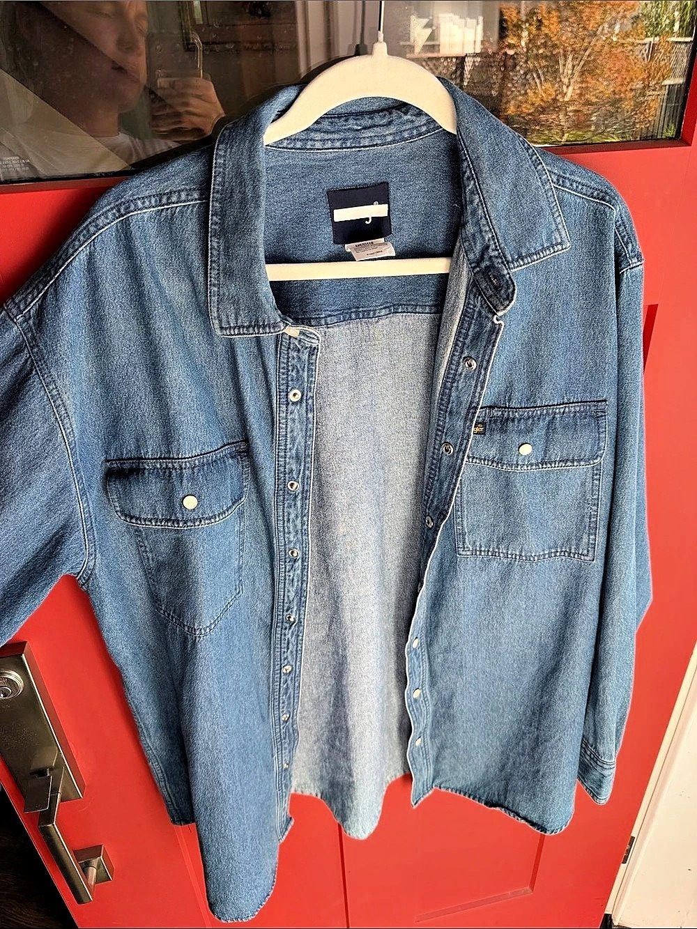 Wrangler Denim Button Down Shirt in Blue Like New